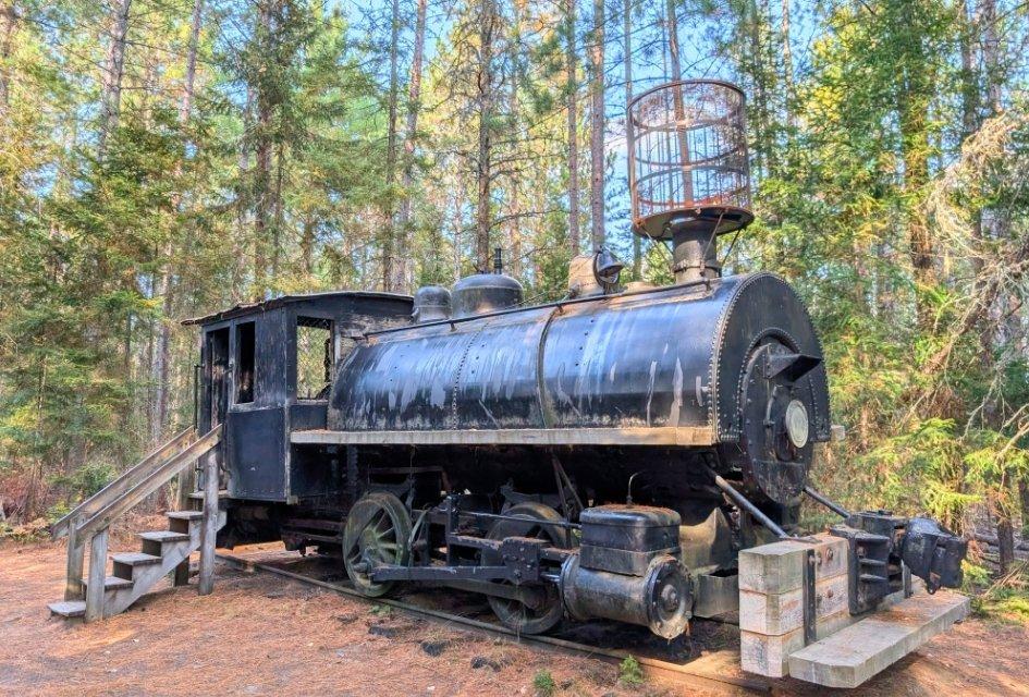 Locomotief in het Algonquin Logging Museum, Canada