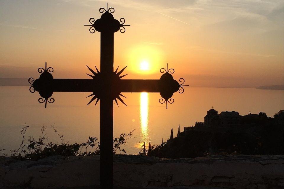 Zonsondergang op Athos, Griekenland