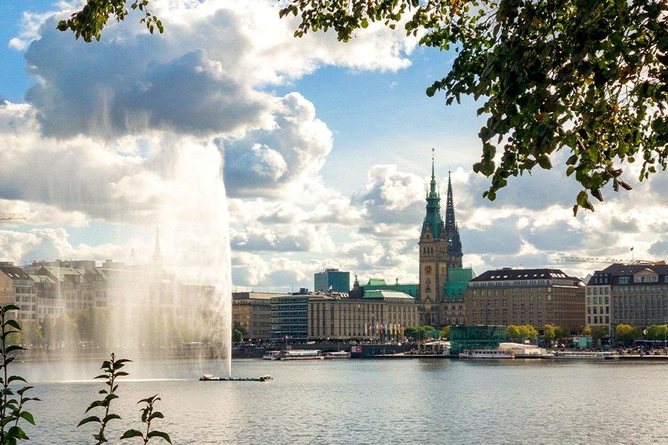 Zicht op Hamburg, Duitsland