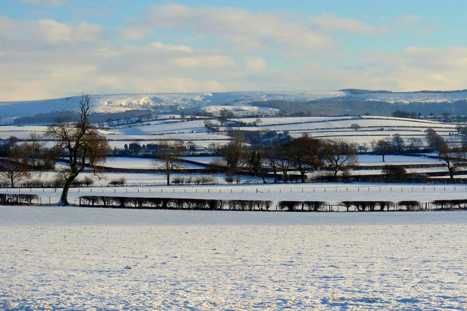 Sneeuw in Yorkshire Dales, Groot-Brittannië