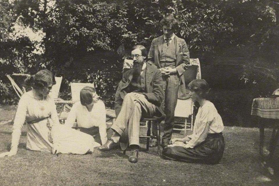 Enkele leden van de Bloomsbury Group: Lytton Strachey, Duncan Grant en Vanessa Bell, Groot-Brittannië