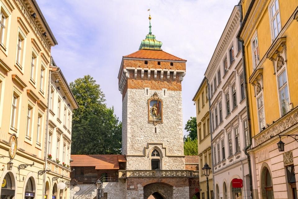 De middeleeuwse Florianuspoort in Krakau, Polen