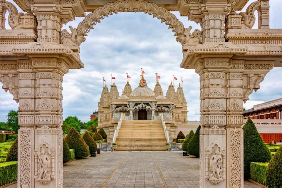 De Swaminarayan-tempel in Neasden, Londen, Groot-Brittannië
