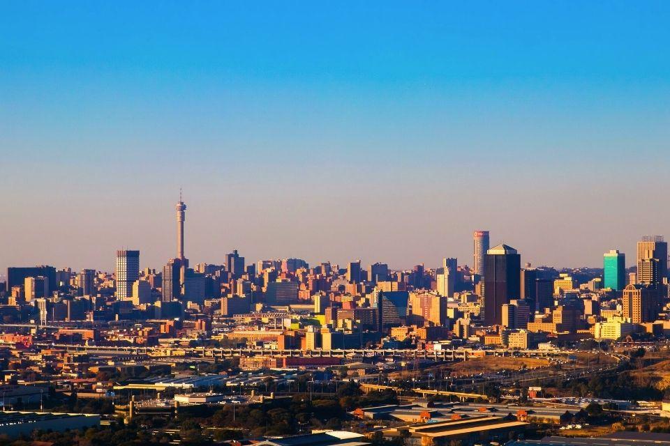 De skyline van Johannesburg Zuid-Afrika