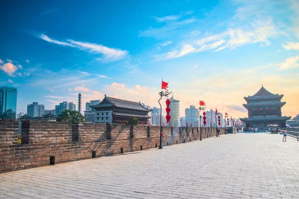 De stadsmuur van Xi'an, China