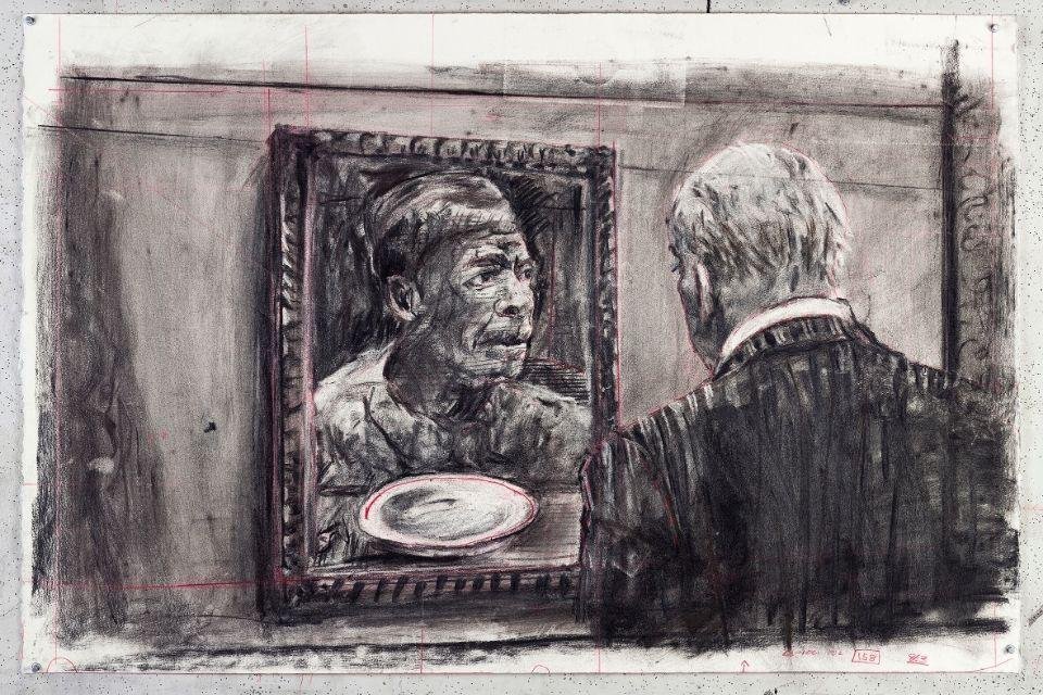 William Kentridge Drawing for City Deep Soho Gazing at Portrait 2019