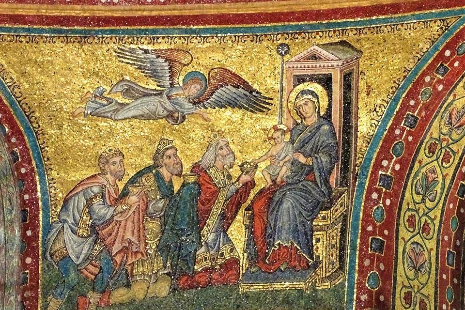 Mozaïek in de Santa Maria Maggiore, Rome Italië