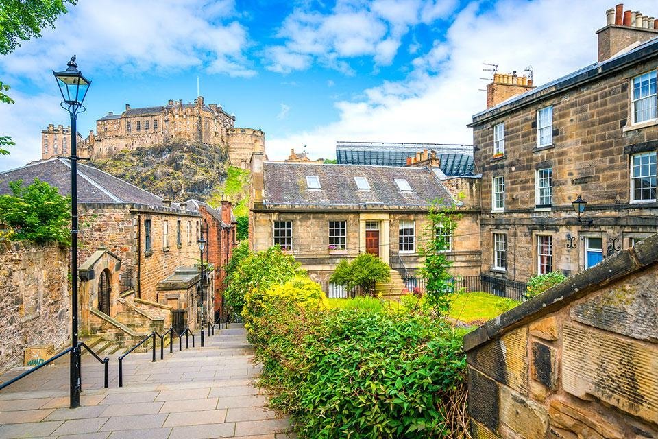 Edinburgh en Edinburgh Castle Schotland Groot-Brittannië