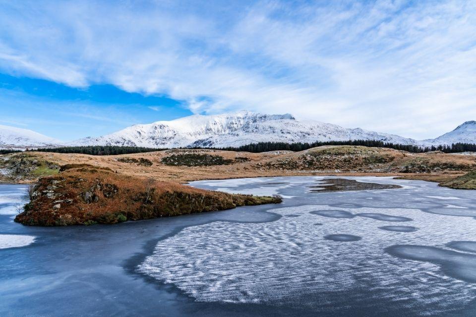 Snowdonia NP tijdens de winter in Groot-Brittannië