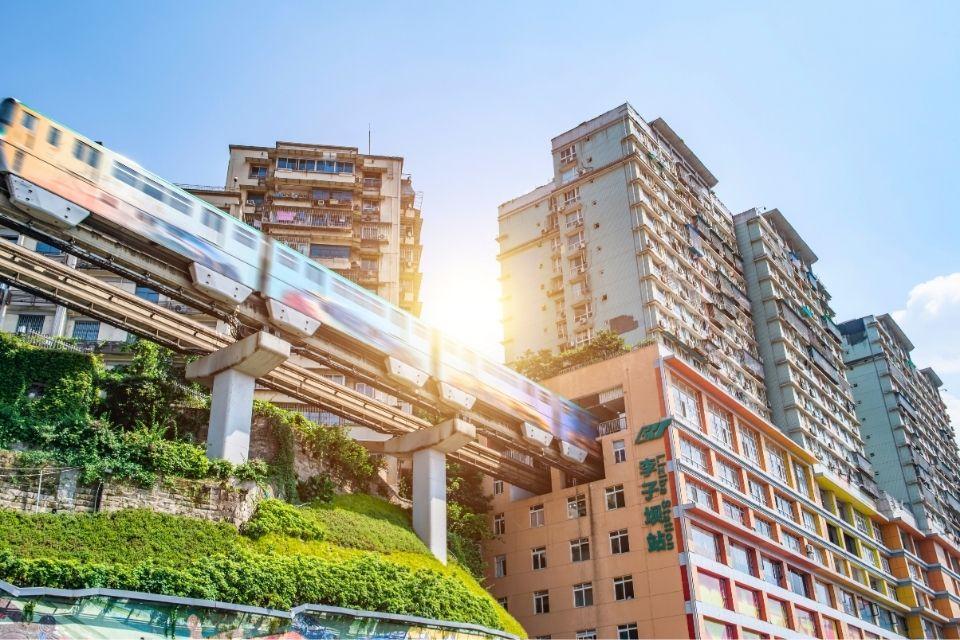 Liziba Light Rail Station in Chongqing, China
