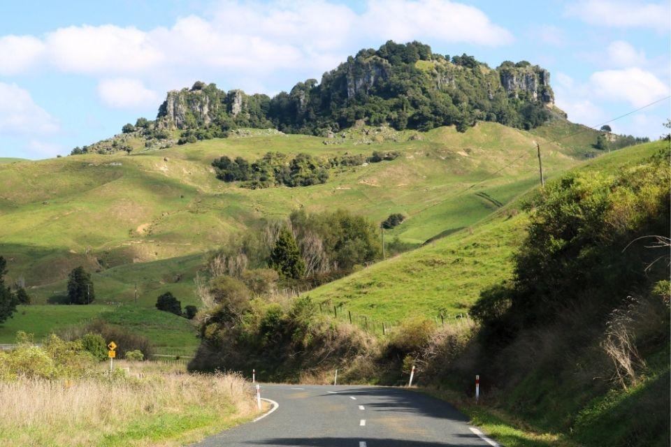 Het heuvelige landschap van Waikato, Nieuw-Zeeland