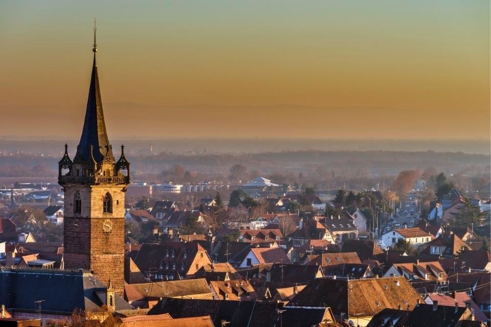 Uitzicht over Obernai, Frankrijk