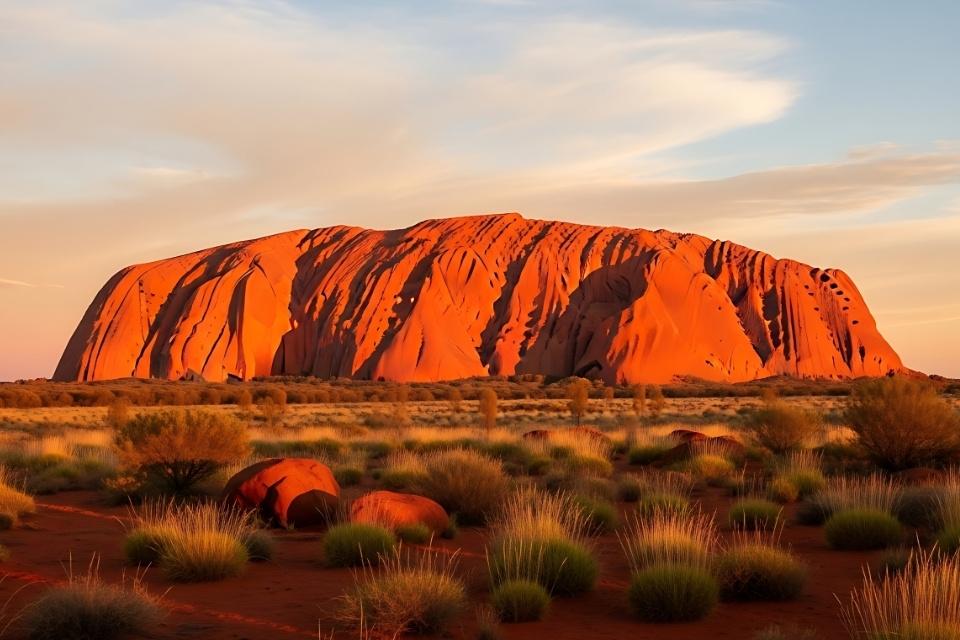 Betoverende zonsondergang bij Uluru, Australië