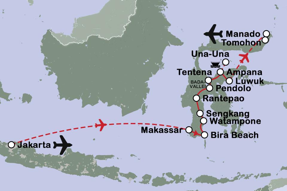 Routekaart Ongerept Sulawesi