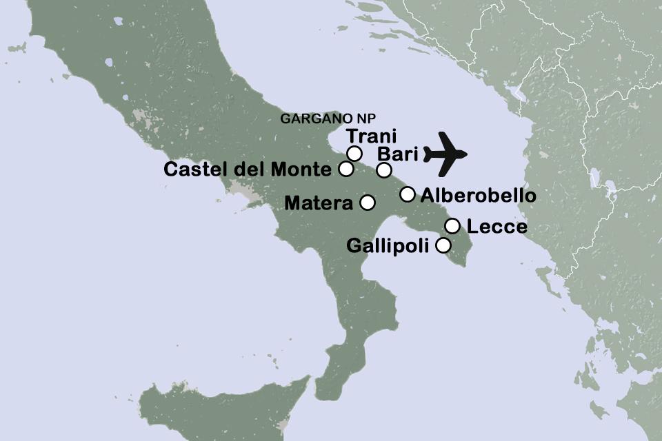Routekaart Prachtig Puglia