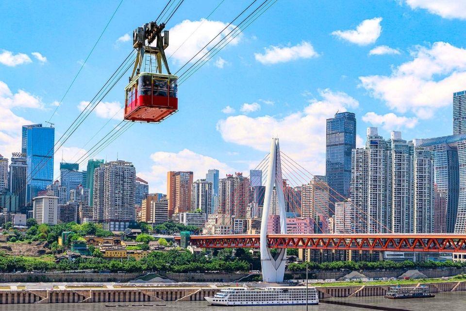 De Yangtze-rivierkabelbaan in Chongqing, China