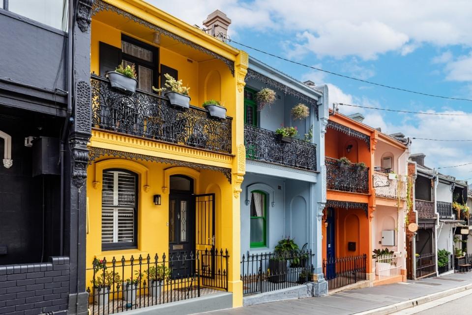 Kleurrijke huizen in Paddington, Sydney, Australië