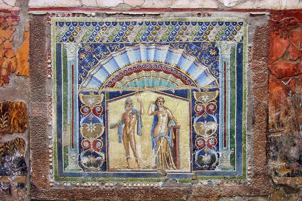 Mozaïek van Neptunus in Herculaneum, Italië