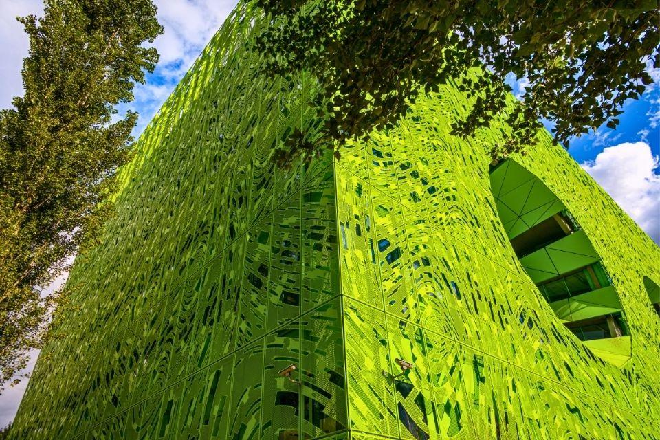 Moderne architectuur in de wijk Perrache in Lyon Frankrijk