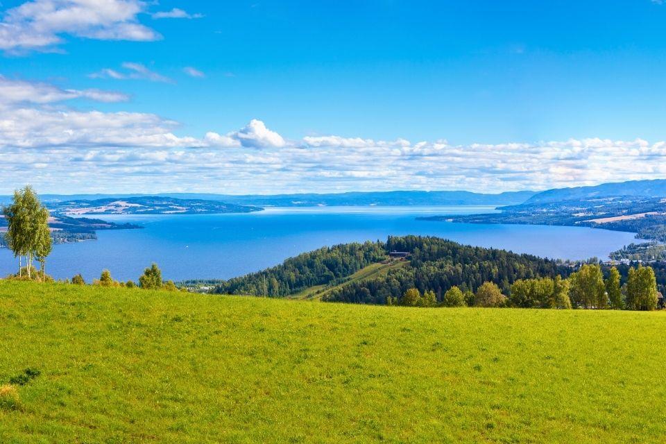 Mjøsa-meer bij Hamar Noorwegen