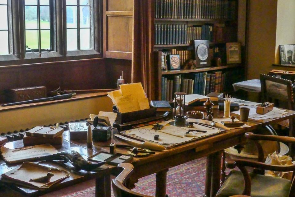 Werkkamer in Rudyard Kipling huis, Bateman's, Burwash, Groot-Brittannië