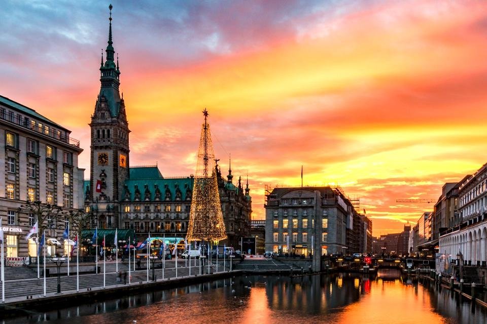Kerst, Rathaus, Hamburg, Duitsland