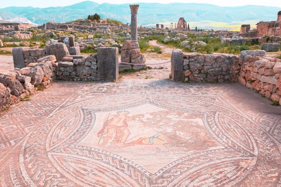 Romeinse mozaïeken in Volubilis, Marokko
