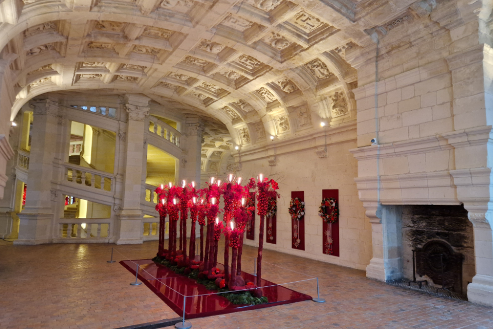 Kerstdecoratie in Chateau de Chambord, de Loire, Frankrijk