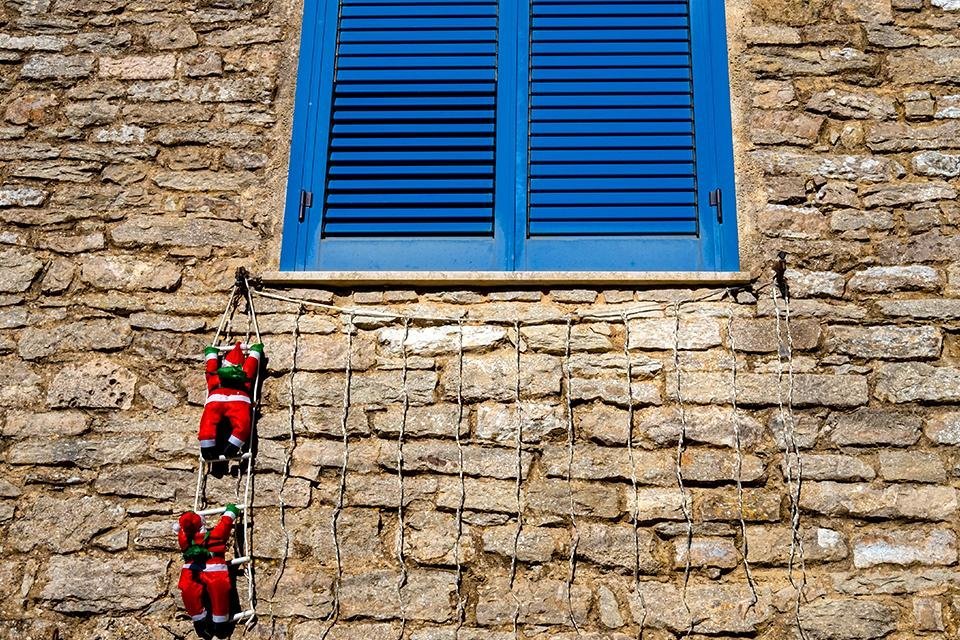 Kerstversiering, Erice, Sicilië, Italië