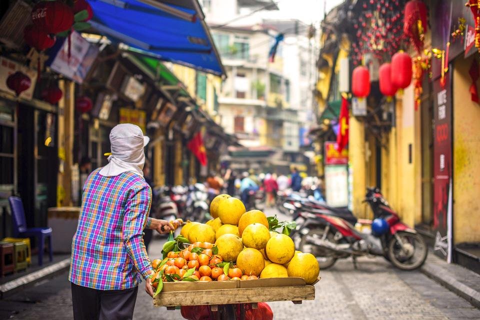 Straatbeeld in Hanoi, Vietnam