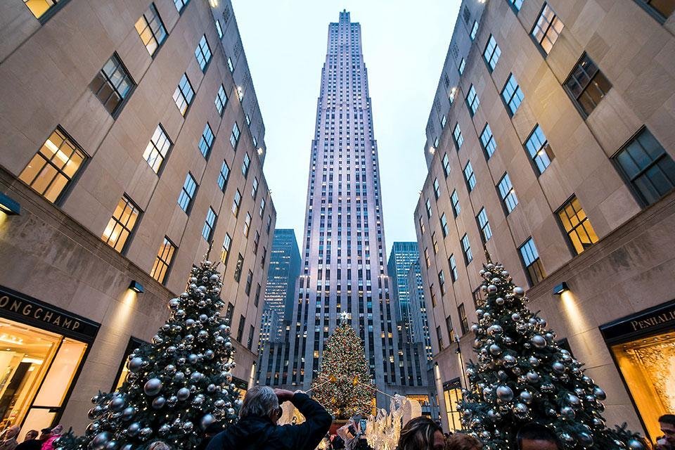 Rockefeller Center in kerstsfeer, New York, Amerika