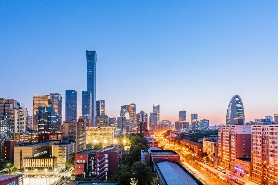 De skyline van Beijing, China