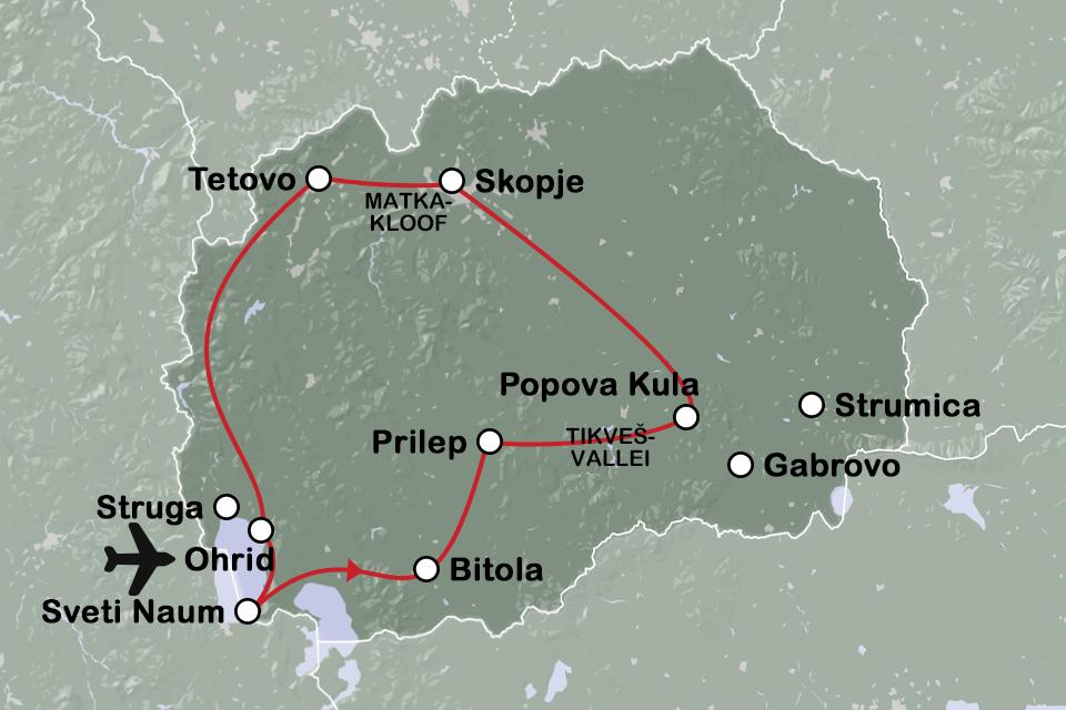 Routekaart Kloosters in Macedonië