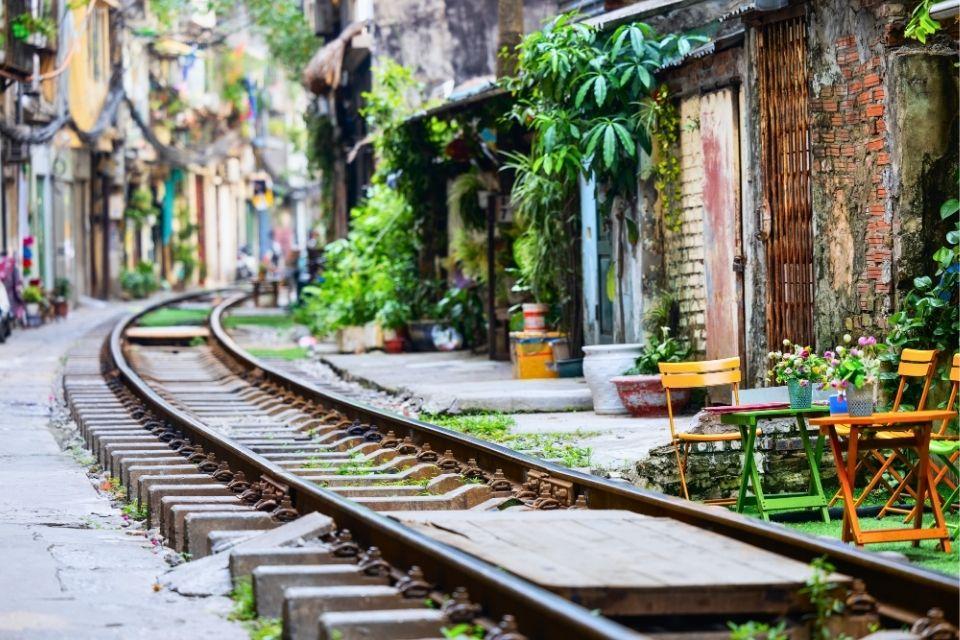 De beroemde treinstraat in Hanoi, Vietnam