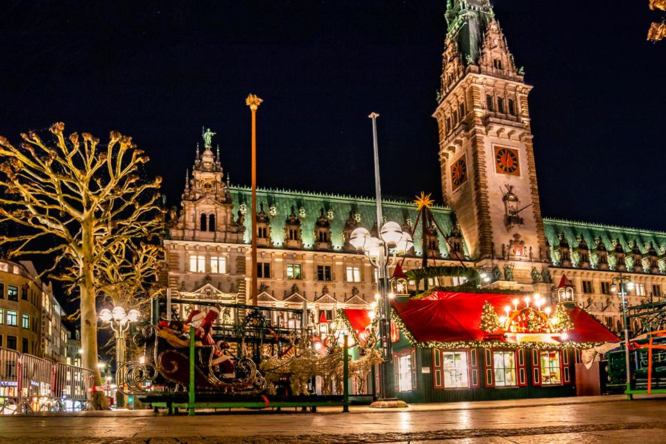 Kerstmarkt in Hamburg, Duitsland