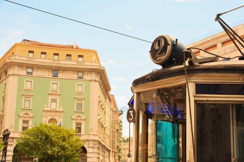 De oude Opicina-tram in Triëst Italië