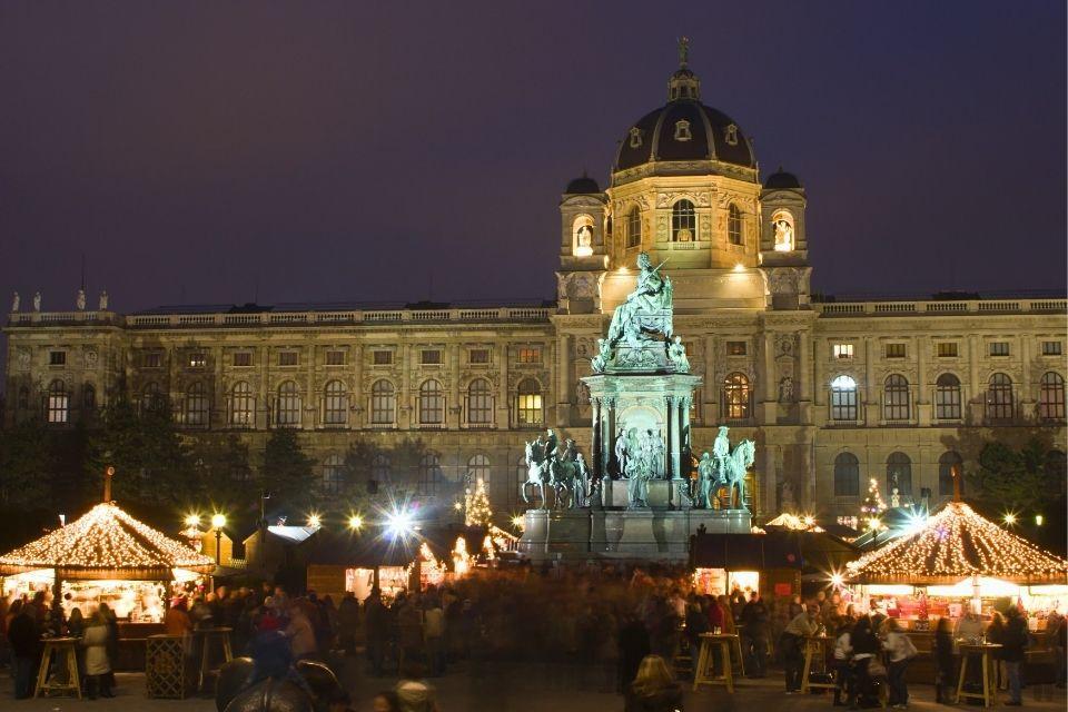 Kerstmarkt Maria-Theresien-Platz Wenen Oostenrijk