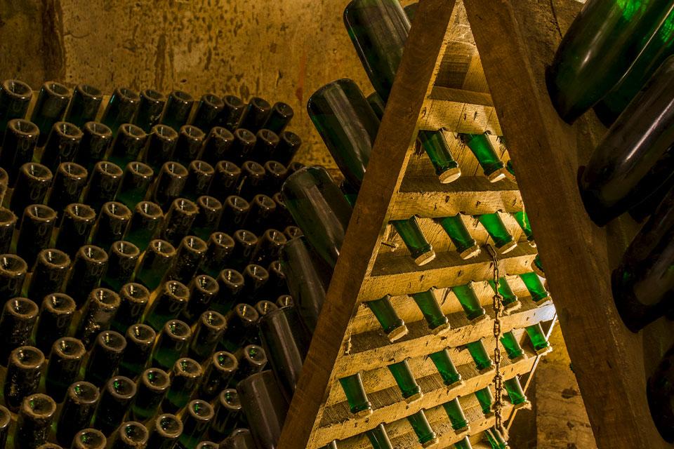 Wijnkelder in Reims, Champagnestreek, Frankrijk