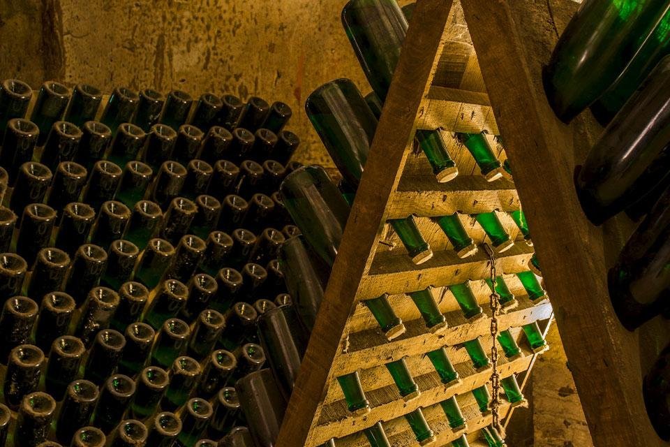 Wijnkelder in Reims, Champagnestreek, Frankrijk
