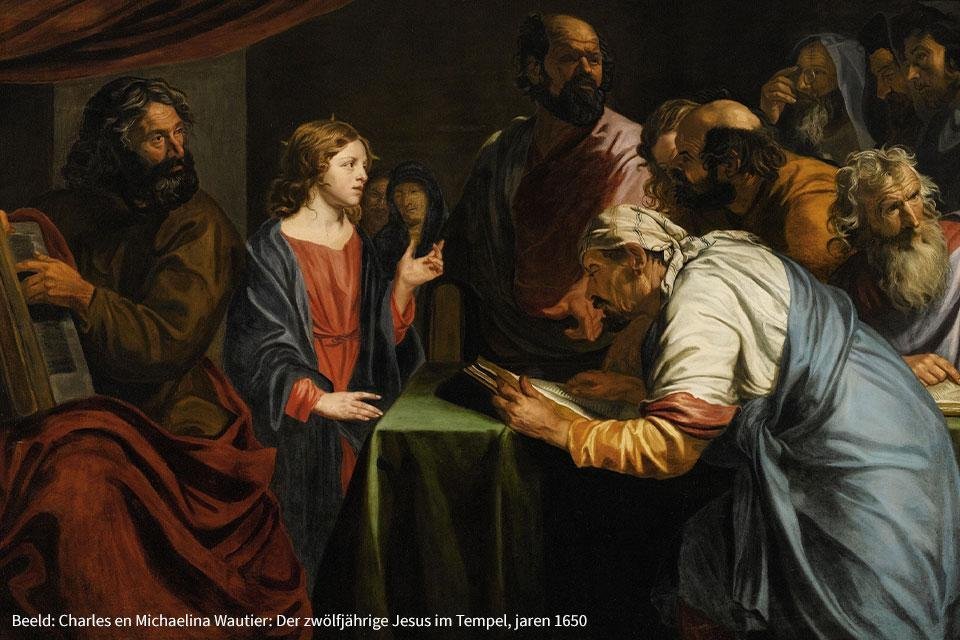 Geniale Frauen in Bucerius Kunst Forum, Hamburg, Duitsland (Charles en Michaelina Wautier: Der zwölfjährige Jesus im Tempel, jaren 1650)