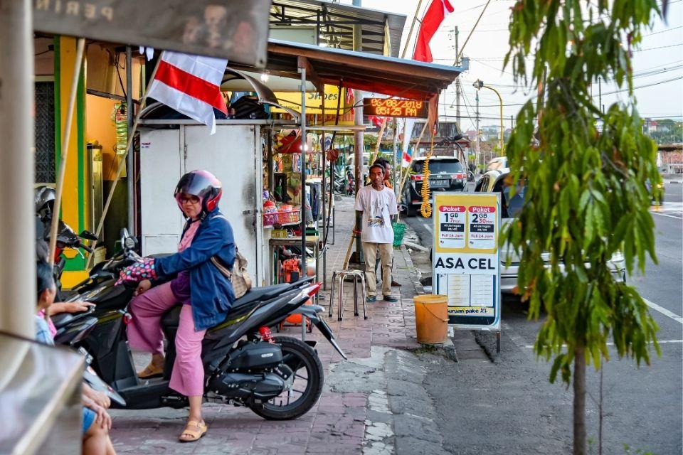 Het centrum van Yogyakarta op Java, Indonesië