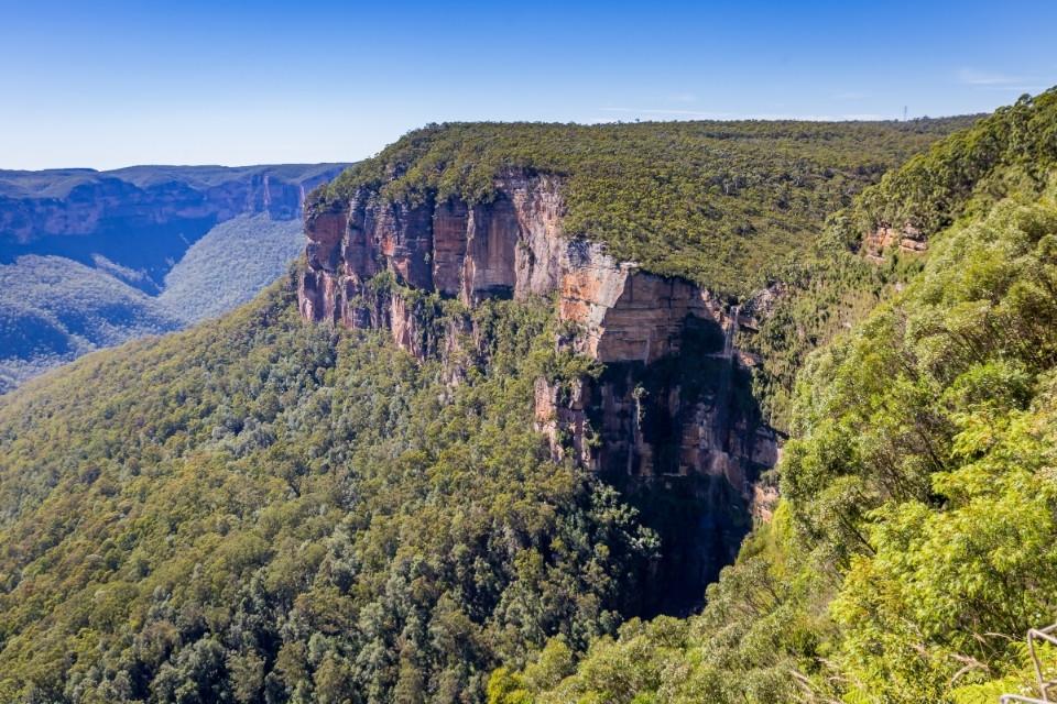 Uitzicht vanaf Govetts Leap in de Blue Mountains, Australië