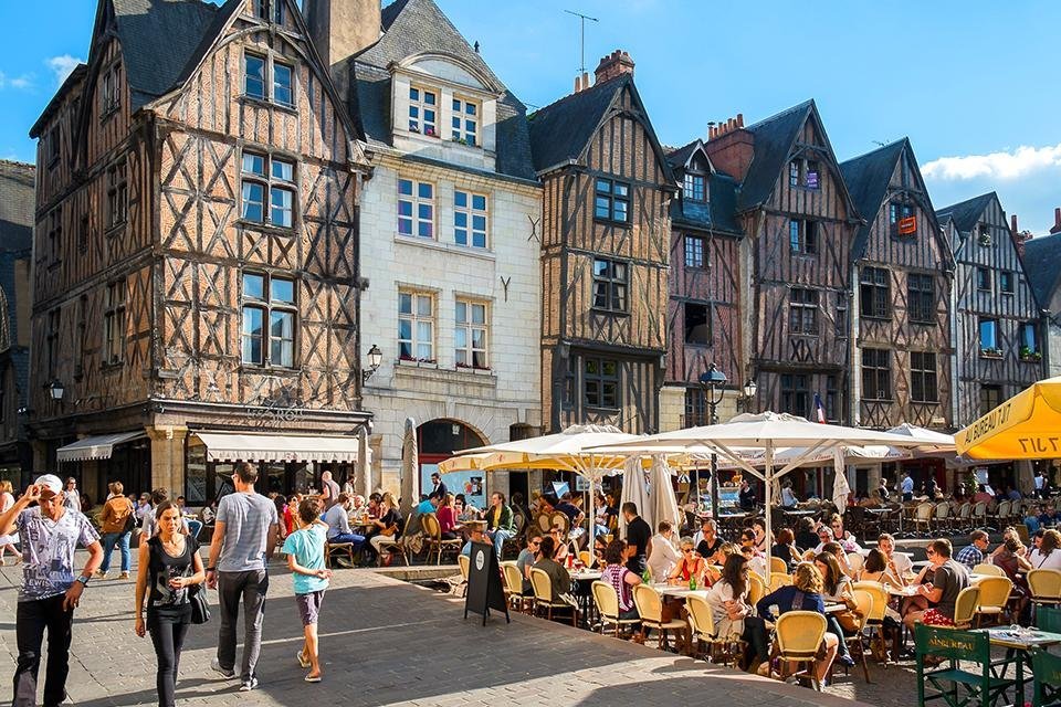 Place Plumereau in Tours, Loire, Frankrijk