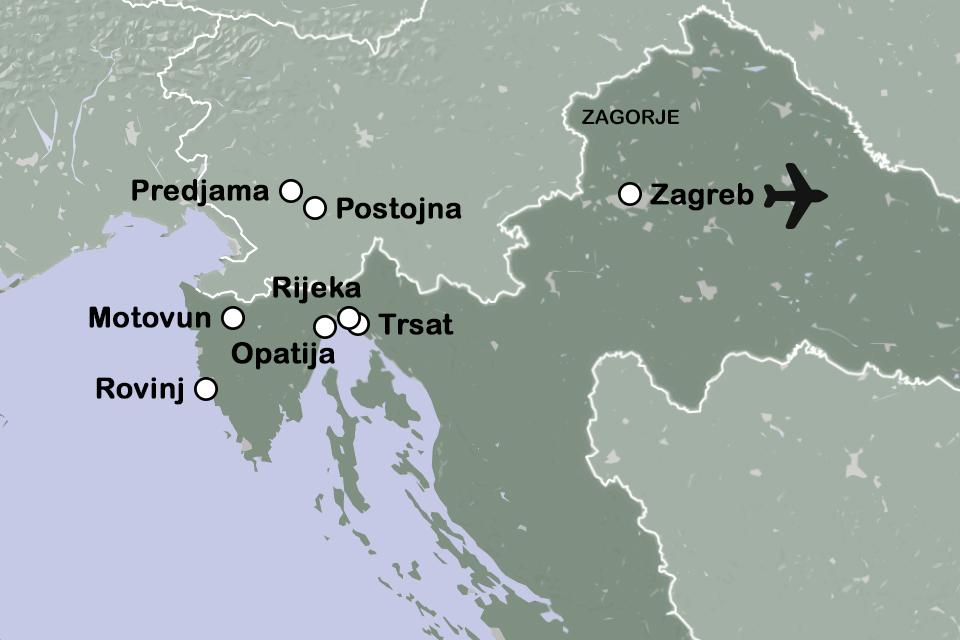 Routekaart Kerst in Kroatië