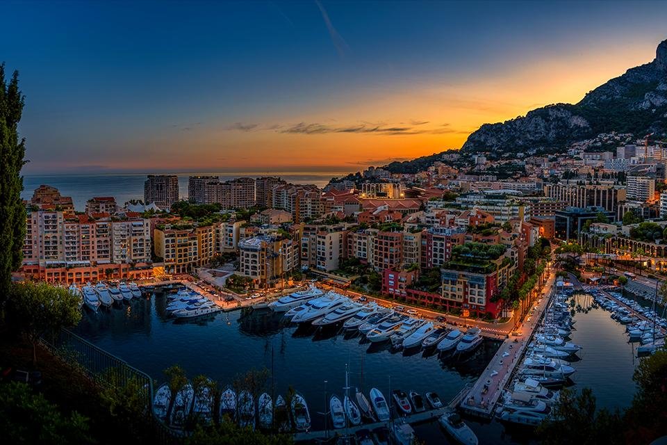 Zicht op de haven van Monaco, Frankrijk