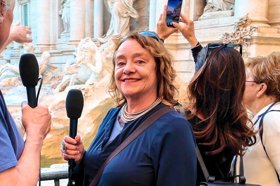 Diane tijdens de Podcast in Rome