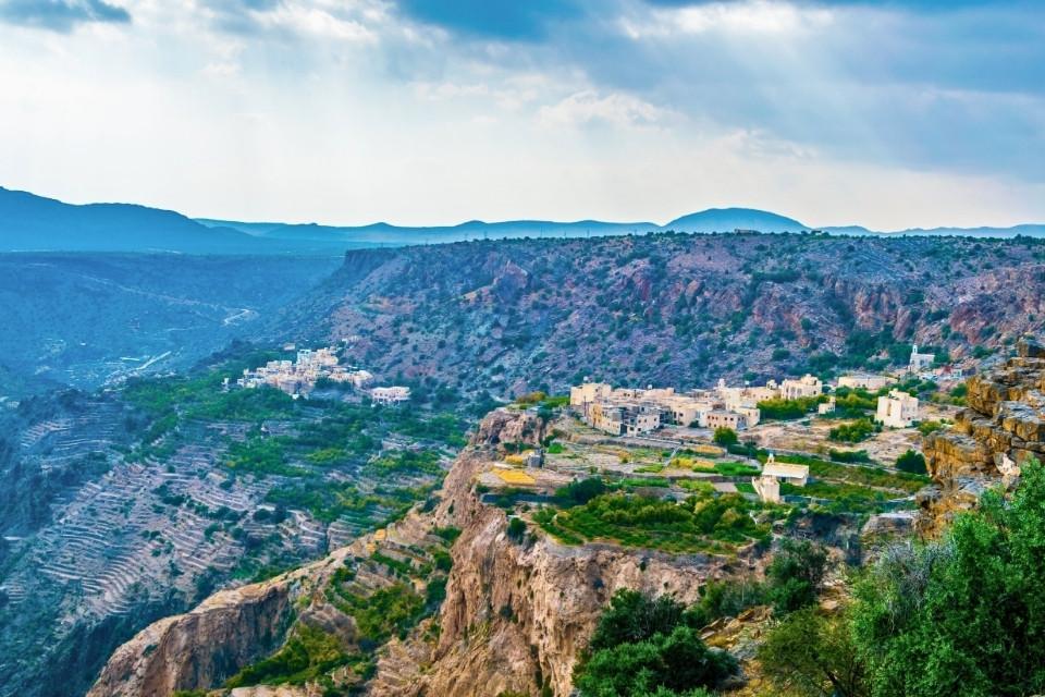 Het groene bergmassief Jebel Akhdar, Oman
