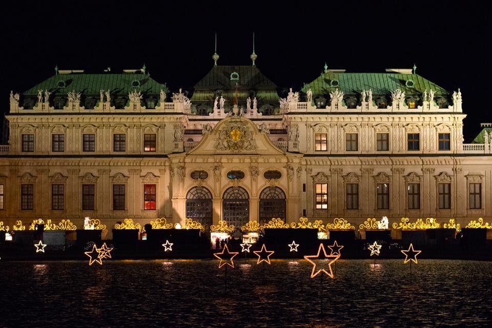 Schloss Belvedere met kerst, Wenen, Oostenrijk