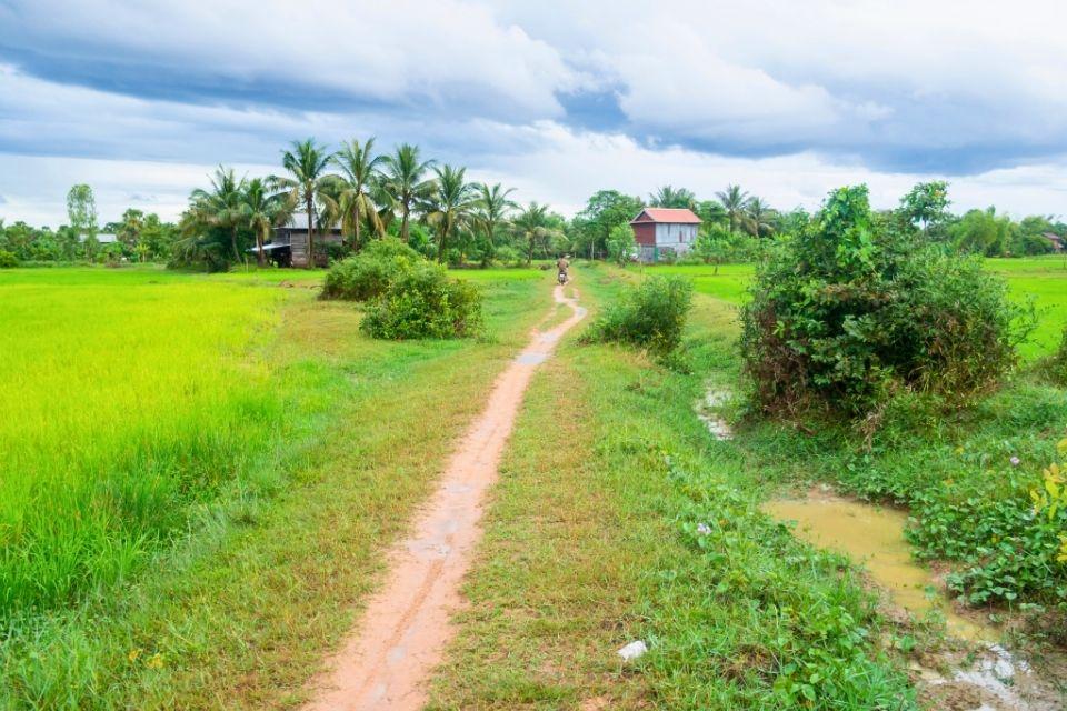 Het Cambodjaanse platteland op weg naar Siem Reap Cambodja 