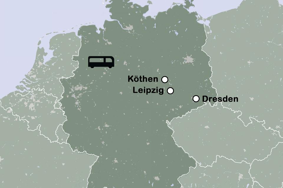 Routekaart Bachfest in Leipzig